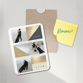 Happy New Year Gold Foil Blocks スタイリッシュ 3枚 マグネット