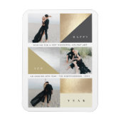 Happy New Year Gold Foil Blocks スタイリッシュ 3枚 マグネット (縦)