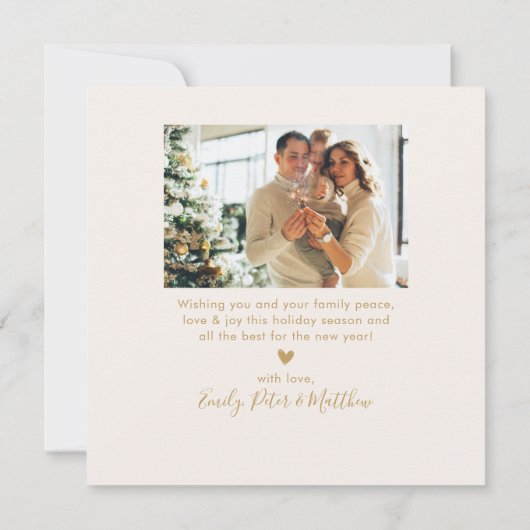 Happy New Year Gold Script 4 Photo Collage Neutral シーズンカード (裏面)