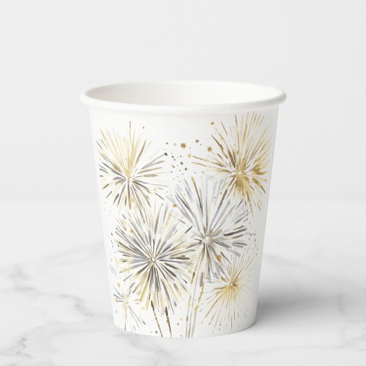 Happy New Year Gold Silver Fireworks 紙コップ (裏面)