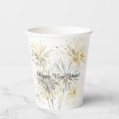 Happy New Year Gold Silver Fireworks 紙コップ (正面)