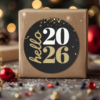 happy new year gold sparkles  ラウンドシール