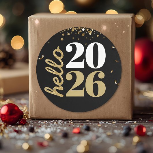 happy new year gold sparkles  ラウンドシール