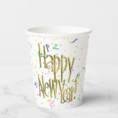 Happy New Year - Gold Text 紙コップ (正面)