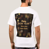 Happy New Year  Golden Brown Typography t shirt  Tシャツ (裏面)