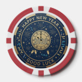 Happy New Year Good Luck Midnight Clock ポーカーチップ (正面)