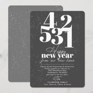 Happy New Year Gray Countdown Moving Announcement シーズンカード