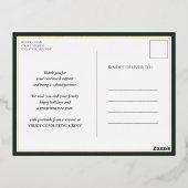 Happy New Year Green金ゴールドスクリプトモダンビジネス 箔シーズンポストカード (裏面)