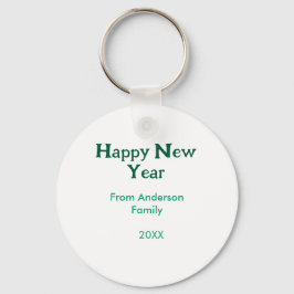 Happy new year green add family name year simple  キーホルダー