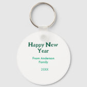 Happy new year green add family name year simple  キーホルダー (裏面)
