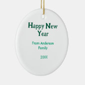 Happy new year green add family name year simple  セラミックオーナメント (右)