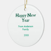 Happy new year green add family name year simple  セラミックオーナメント (左)