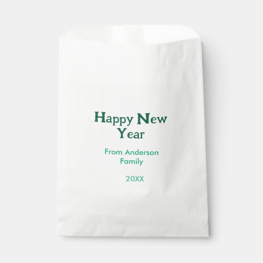 Happy new year green add family name year simple  フェイバーバッグ (正面)