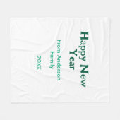 Happy new year green add family name year simple  フリースブランケット (正面(横))