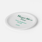 Happy new year green add family name year simple  ペーパープレート (アングル)