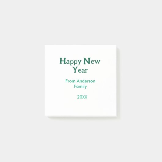 Happy new year green add family name year simple  ポストイット (正面)