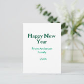 Happy new year green add family name year simple  ポストカード (スタンド正面)