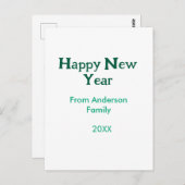 Happy new year green add family name year simple  ポストカード (正面/裏面)