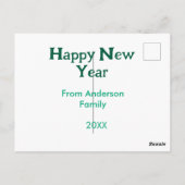 Happy new year green add family name year simple  ポストカード (裏面)
