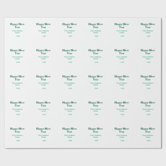 Happy new year green add family name year simple  ラッピングペーパー (フラット)