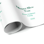 Happy new year green add family name year simple  ラッピングペーパー (ロールコーナー)