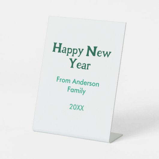 Happy new year green add family name year simple  台座サイン (正面)