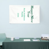 Happy new year green add family name year simple  横断幕 (トレードショー)