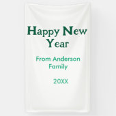 Happy new year green add family name year simple  横断幕 (縦)