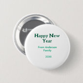 Happy new year green add family name year simple  缶バッジ (正面&裏面)