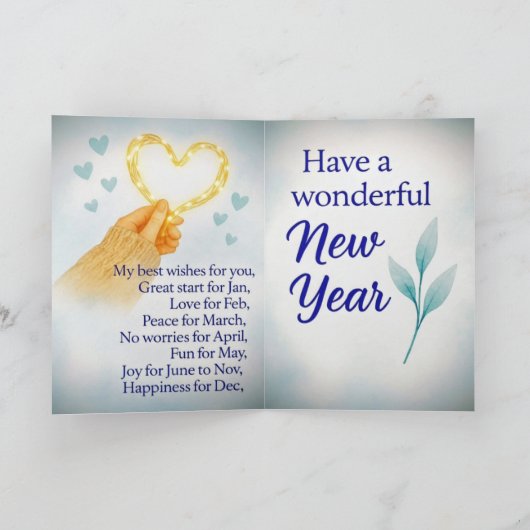 Happy New Year Greeting Card – Festive Holiday カード (内部)
