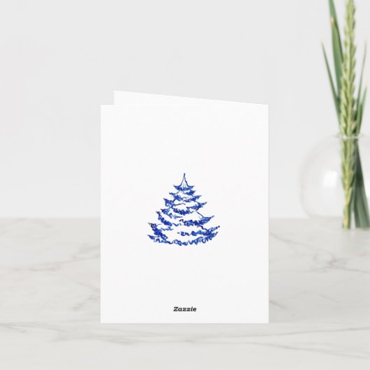Happy New Year Hand-drawn White Blue Postcard カード (裏面)