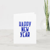 Happy New Year Hand-drawn White Blue Postcard カード (正面)