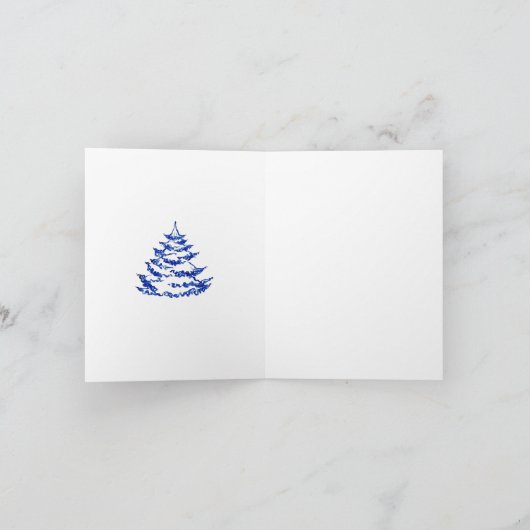 Happy New Year Hand-drawn White Blue Postcard カード (内部)
