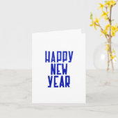 Happy New Year Hand-drawn White Blue Postcard カード (黄色い花)