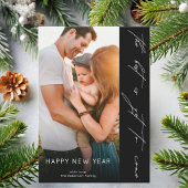 Happy New Year Handwritten Script Black Photo シーズンカード
