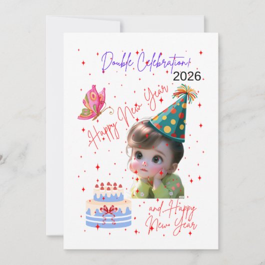 Happy New Year & Happy Birthday Double Celebration シーズンカード (正面)