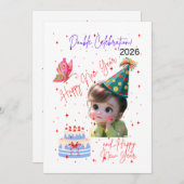 Happy New Year & Happy Birthday Double Celebration シーズンカード (正面/裏面)