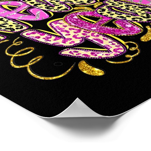 Happy New Year Hello 2026 Retro Leopard  ポスター (角)