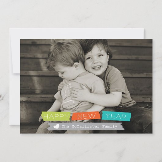 Happy New Year Holidayフォトカードフルブリードフォト シーズンカード (正面)