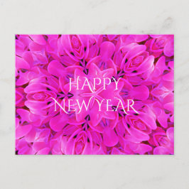 Happy New Year Hot Pink Kaleidoscope Design Floral シーズンポストカード