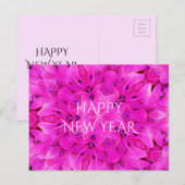 Happy New Year Hot Pink Kaleidoscope Design Floral シーズンポストカード (正面/裏面)