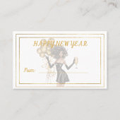 Happy New Year Hot Woman Balloons Gift Card 名刺 (正面)