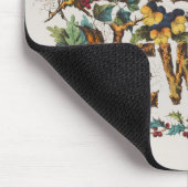 Happy New Year in Tree Trunks, Acorns and Flowers マウスパッド (コーナー)