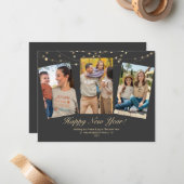 Happy New Year Lights家族写真 ノートカード (正面/裏面インサイチュ)