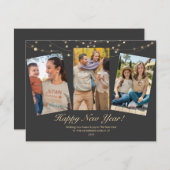 Happy New Year Lights家族写真 ノートカード (正面/裏面)