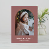 Happy New Year Mauve Arch Photo 箔シーズンカード (立ち正面)