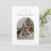 Happy New Year Merry Christmas Family Arch Photo シーズンカード (スタンド正面)
