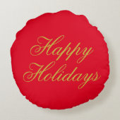 Happy New Year Merry Christmas Holiday Season ラウンドクッション (裏面)