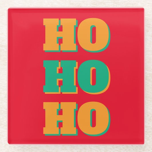 Happy New Year Merry Christmas Holiday Season HoHo ガラスコースター (正面)