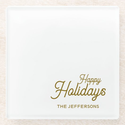 Happy New Year Merry Christmas Seasonal Family ガラスコースター (正面)